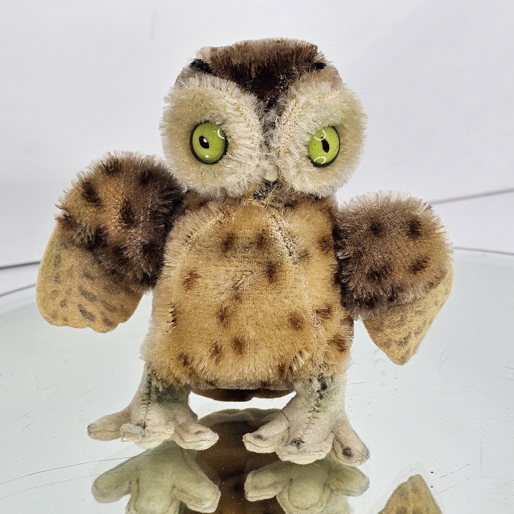 Vintage 4" Steiff Wittie Owl Green Eyes Germany Clean Good Collectors Condition
